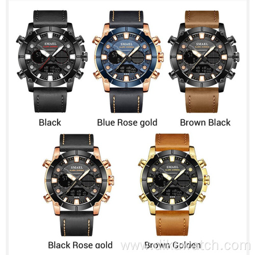 SMAEL New Fashion Men Watch Leather Strap Quartz